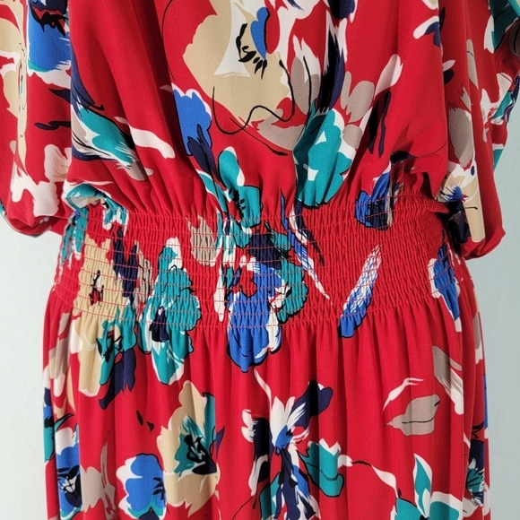 Evan Picone Women Multicolored Floral Dress Sz 10 Pleated Stretchy Elastic Waist - Picture 4 of 12